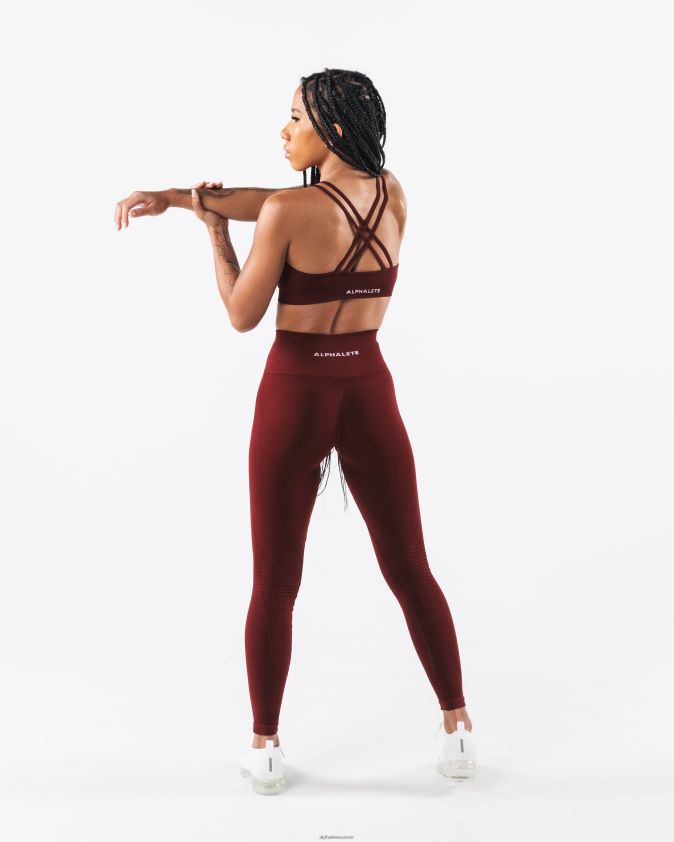 femmes vêtements 46FZDN10 Alphalete amplifier le soutien-gorge en v profond nouveau rouge bordeaux