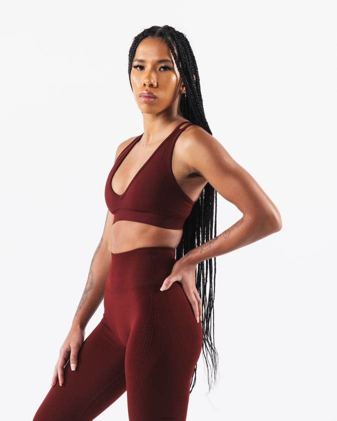 femmes vêtements 46FZDN10 Alphalete amplifier le soutien-gorge en v profond nouveau rouge bordeaux