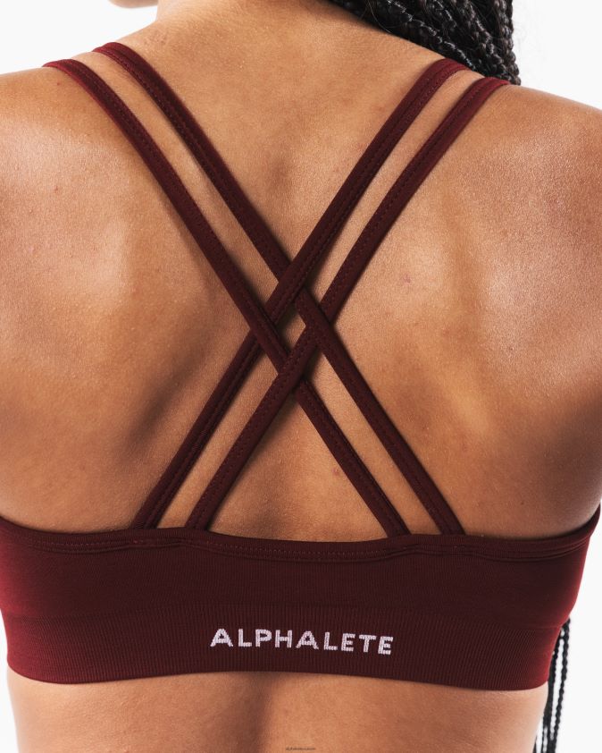 femmes vêtements 46FZDN10 Alphalete amplifier le soutien-gorge en v profond nouveau rouge bordeaux