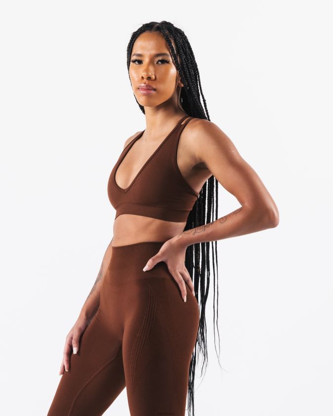 femmes vêtements 46FZDN12 Alphalete amplifier le soutien-gorge en v profond brun manhattan