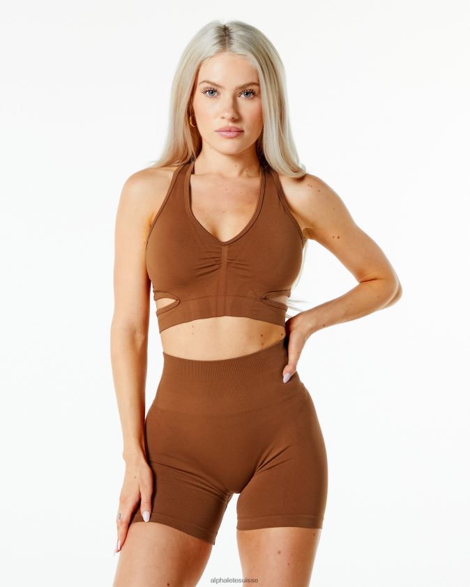 femmes vêtements 46FZDN132 Alphalete soutien-gorge stratus brun caramel