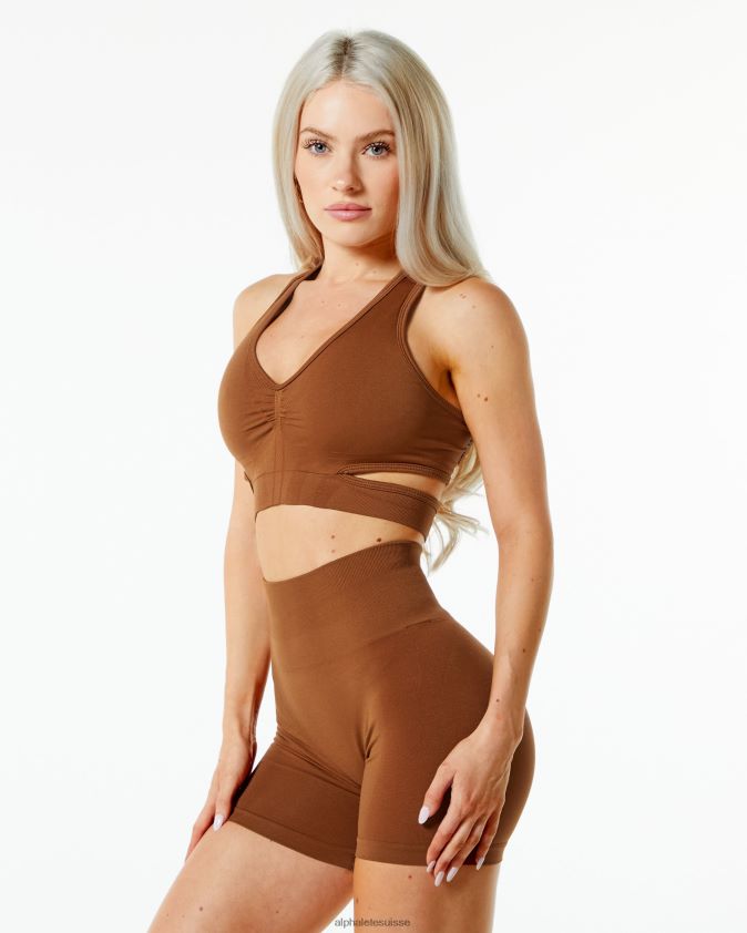 femmes vêtements 46FZDN132 Alphalete soutien-gorge stratus brun caramel
