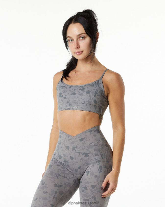 femmes vêtements 46FZDN148 Alphalete soutien-gorge surface illimité gris pierre à imprimé galets