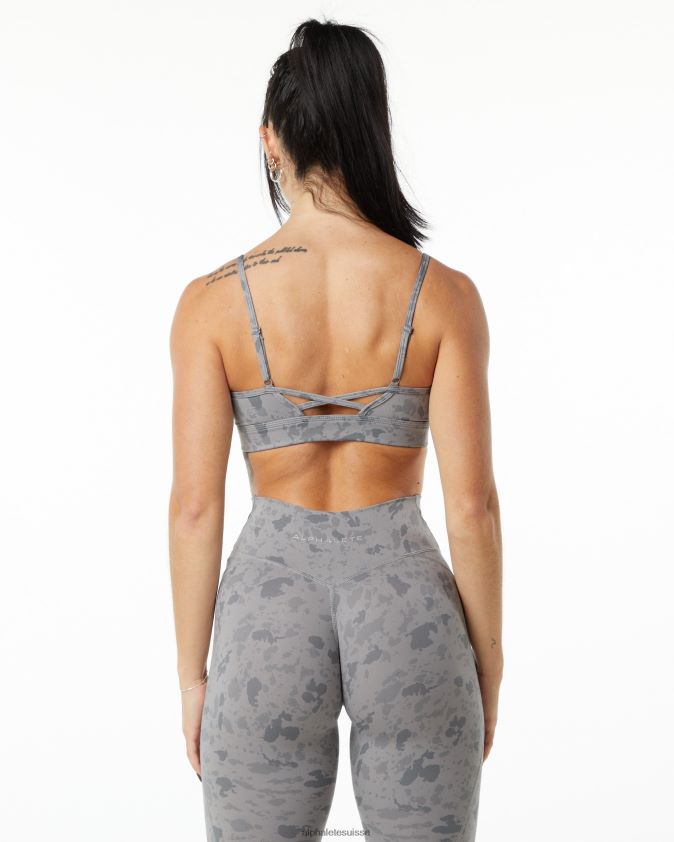 femmes vêtements 46FZDN148 Alphalete soutien-gorge surface illimité gris pierre à imprimé galets