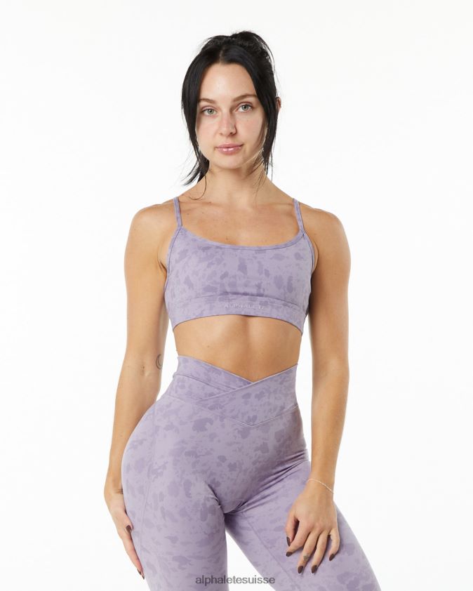 femmes vêtements 46FZDN150 Alphalete soutien-gorge surface illimité imprimé galets lilas brumeux violet