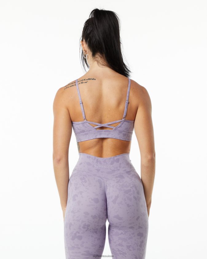 femmes vêtements 46FZDN150 Alphalete soutien-gorge surface illimité imprimé galets lilas brumeux violet