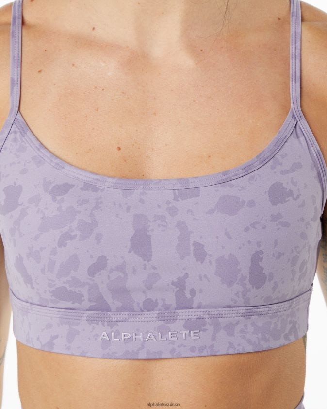 femmes vêtements 46FZDN150 Alphalete soutien-gorge surface illimité imprimé galets lilas brumeux violet