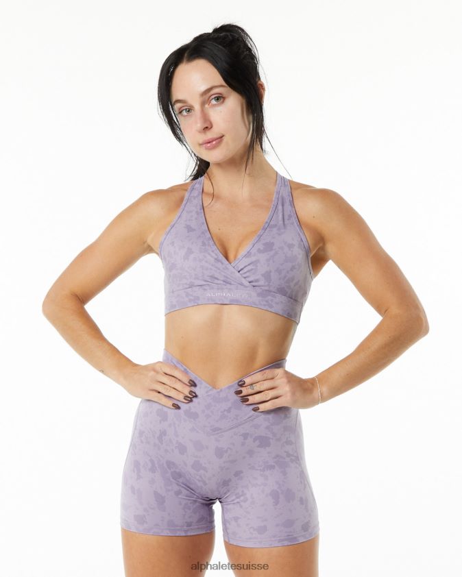 femmes vêtements 46FZDN156 Alphalete soutien-gorge enveloppant en surface imprimé galets lilas brumeux violet