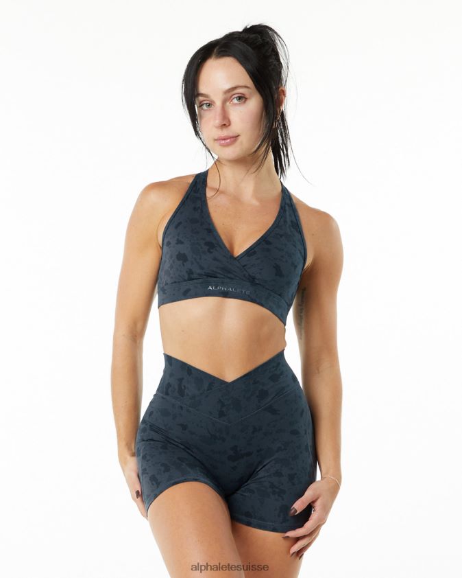 femmes vêtements 46FZDN157 Alphalete soutien-gorge enveloppant en surface imprimé galets baleine bleu