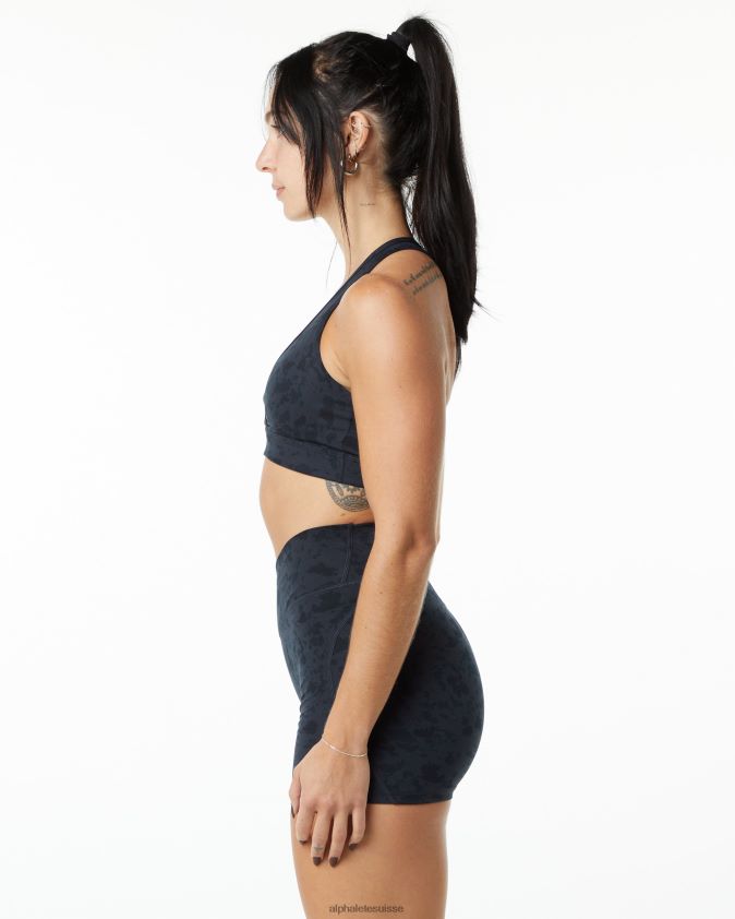 femmes vêtements 46FZDN158 Alphalete soutien-gorge enveloppant en surface imprimé galets noir