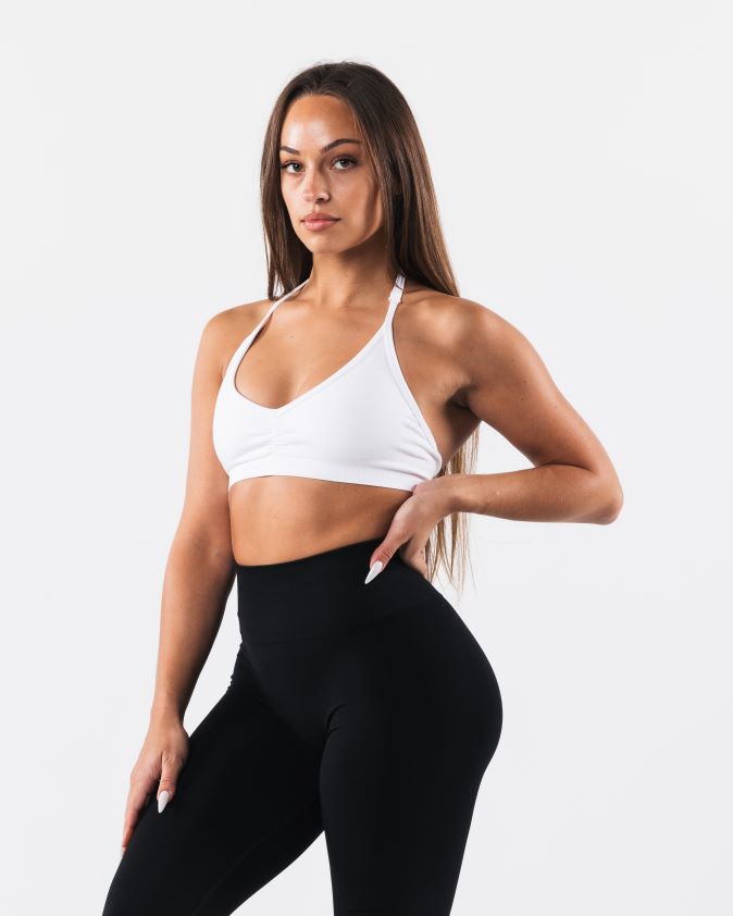 femmes vêtements 46FZDN15 Alphalete amplifier le soutien-gorge dos nu blanc
