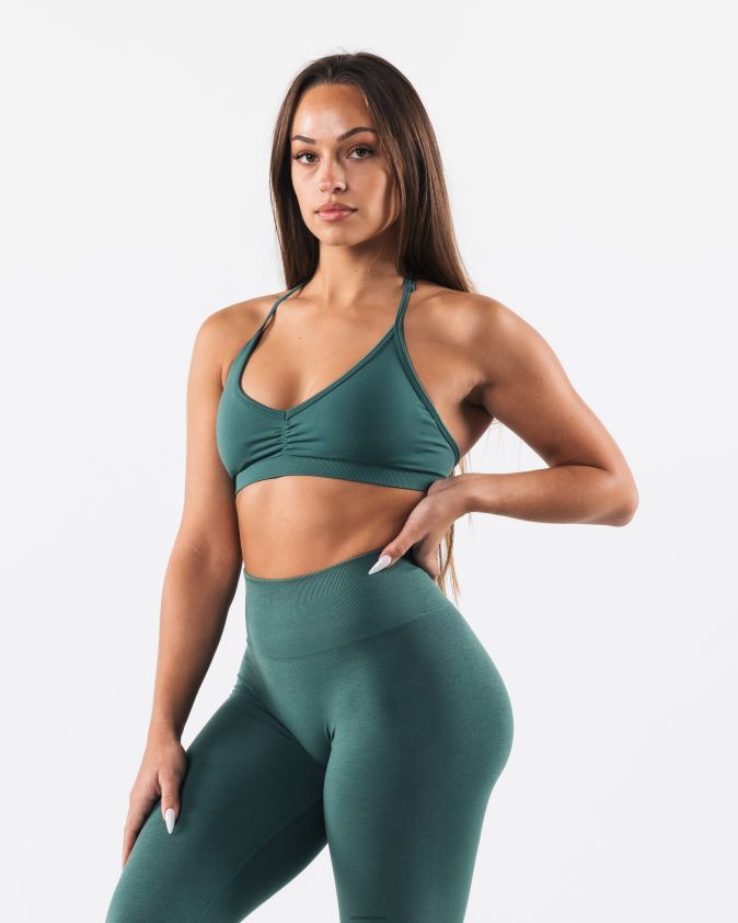 femmes vêtements 46FZDN18 Alphalete amplifier le soutien-gorge dos nu vert sauge