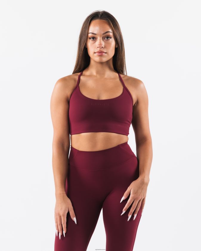 femmes vêtements 46FZDN28 Alphalete aura - soutien-gorge long à bretelles rouge cranberry