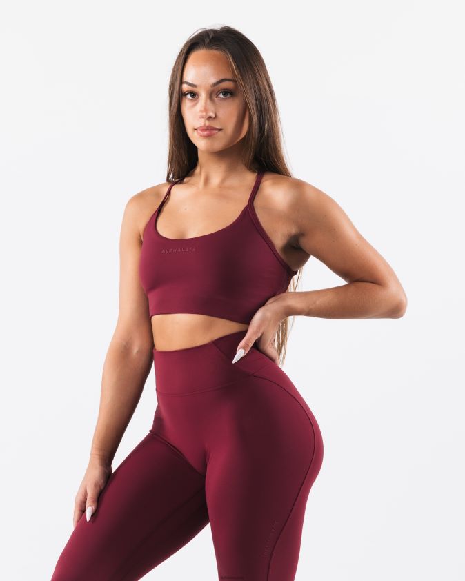 femmes vêtements 46FZDN28 Alphalete aura - soutien-gorge long à bretelles rouge cranberry