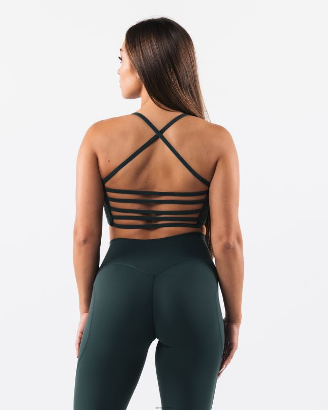 femmes vêtements 46FZDN31 Alphalete aura - soutien-gorge long à bretelles vert cyprès