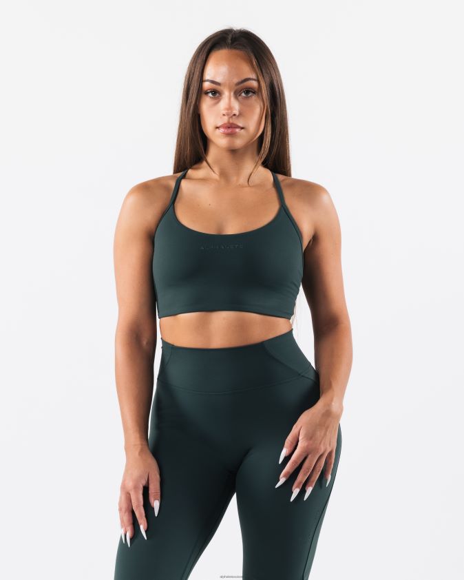 femmes vêtements 46FZDN31 Alphalete aura - soutien-gorge long à bretelles vert cyprès