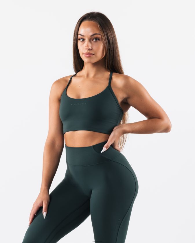 femmes vêtements 46FZDN31 Alphalete aura - soutien-gorge long à bretelles vert cyprès