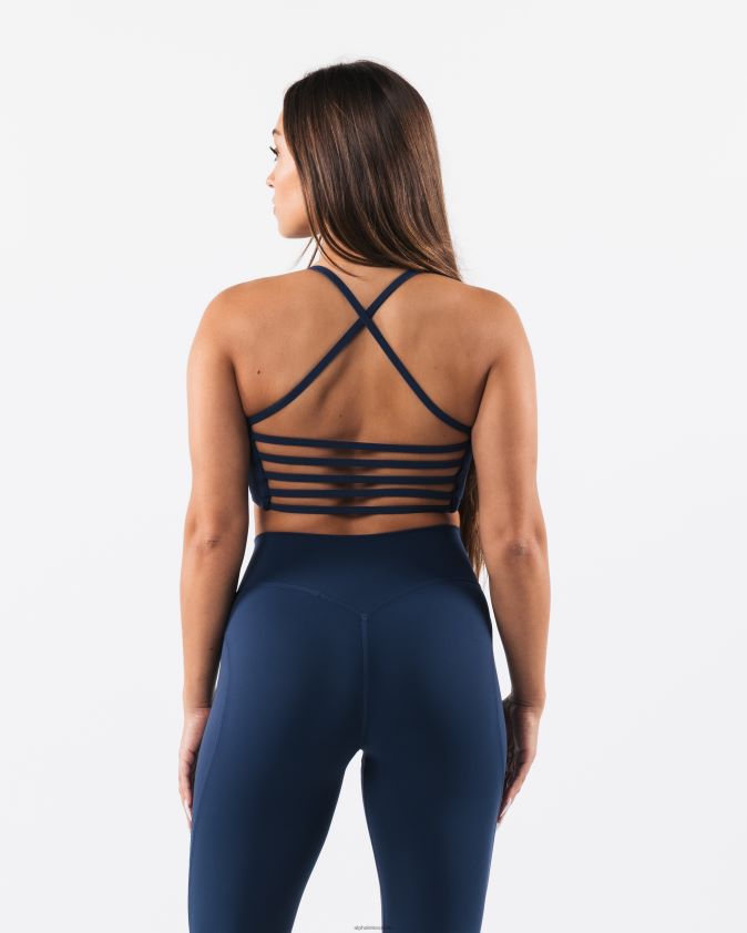 femmes vêtements 46FZDN37 Alphalete aura - soutien-gorge long à bretelles bleu d'encre