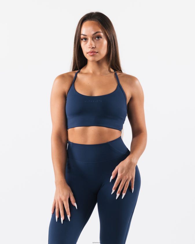 femmes vêtements 46FZDN37 Alphalete aura - soutien-gorge long à bretelles bleu d'encre
