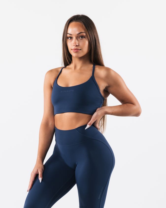 femmes vêtements 46FZDN37 Alphalete aura - soutien-gorge long à bretelles bleu d'encre