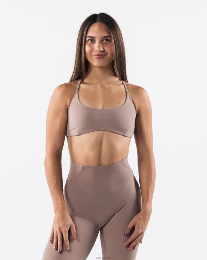 femmes vêtements 46FZDN48 Alphalete soutien-gorge à bretelles aura brun sable
