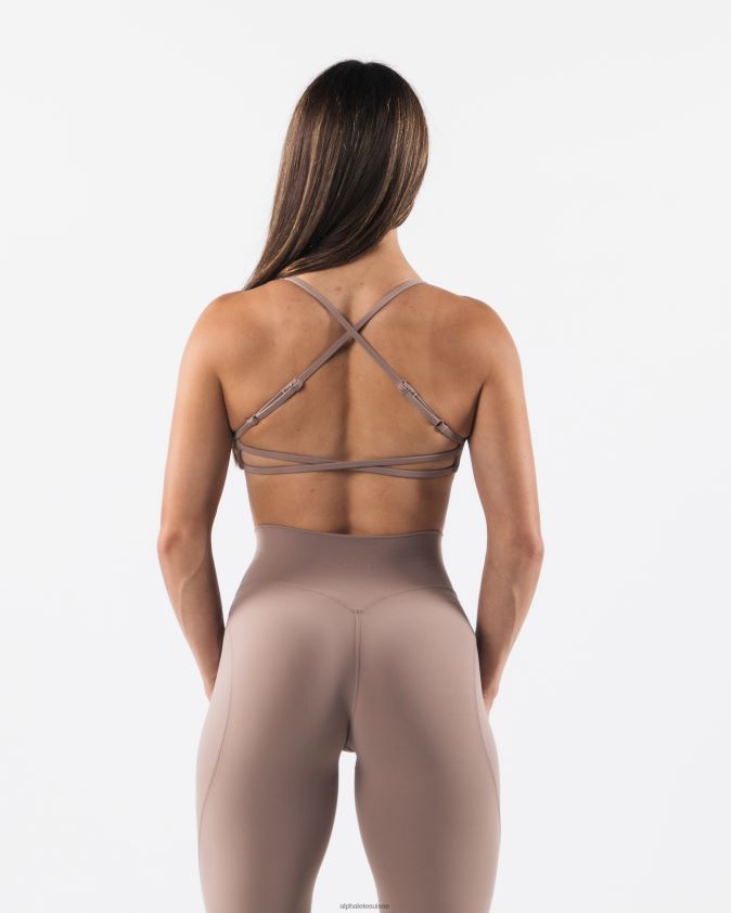 femmes vêtements 46FZDN48 Alphalete soutien-gorge à bretelles aura brun sable