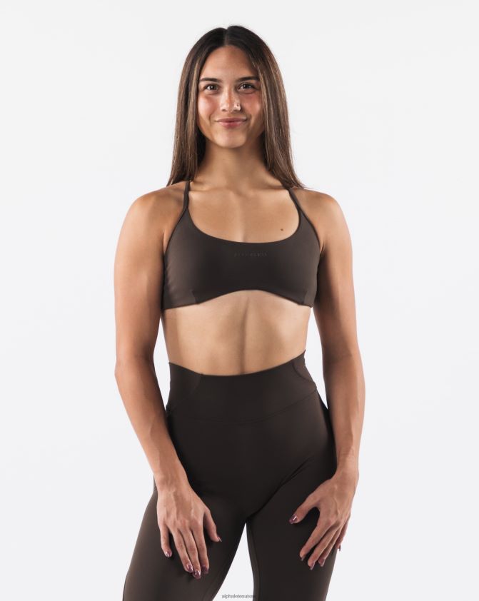 femmes vêtements 46FZDN54 Alphalete soutien-gorge à bretelles aura cachemire marron