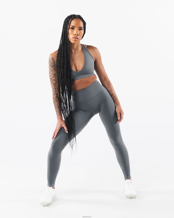 femmes vêtements 46FZDN5 Alphalete amplifier le soutien-gorge en v profond gris gratte-ciel