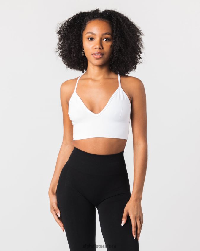 femmes vêtements 46FZDN67 Alphalete soutien-gorge côtelé sans couture blanc