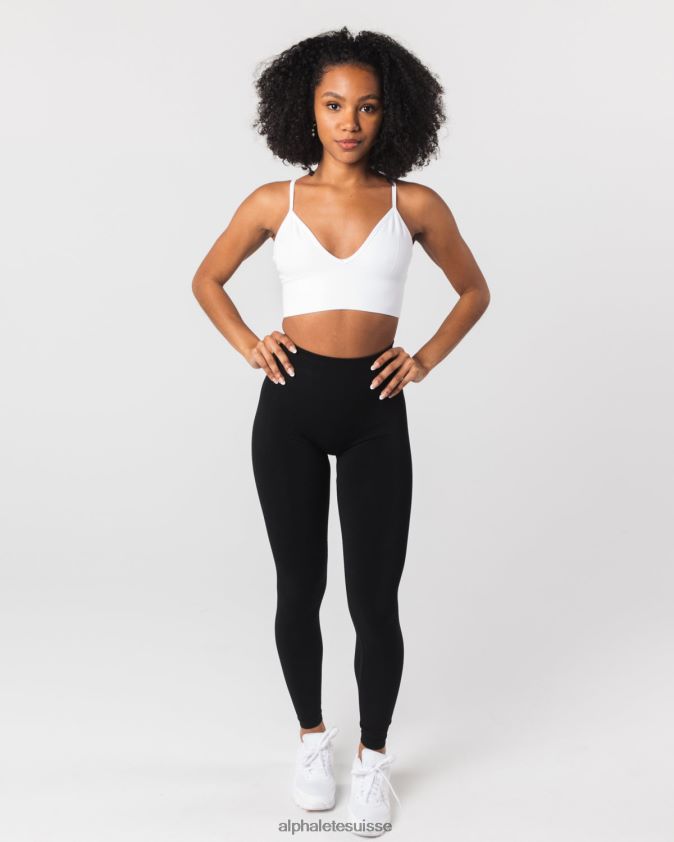 femmes vêtements 46FZDN67 Alphalete soutien-gorge côtelé sans couture blanc