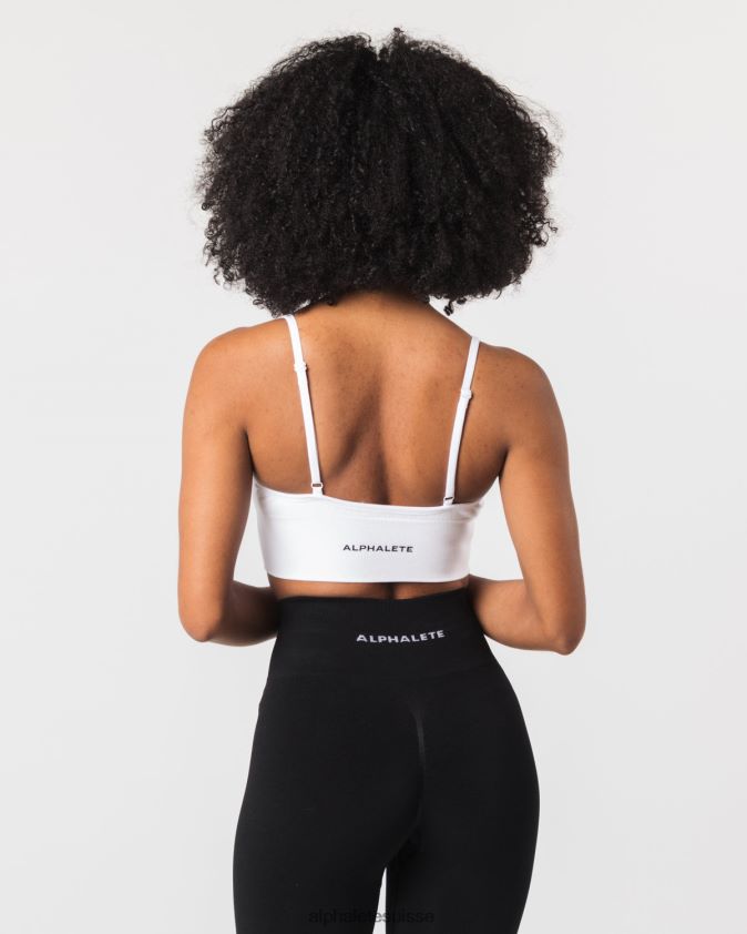 femmes vêtements 46FZDN67 Alphalete soutien-gorge côtelé sans couture blanc