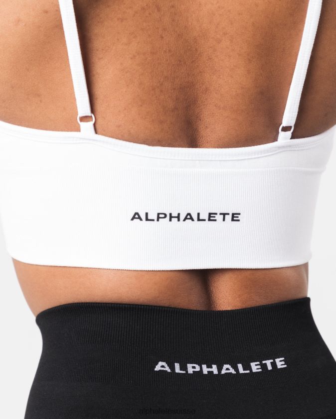 femmes vêtements 46FZDN67 Alphalete soutien-gorge côtelé sans couture blanc