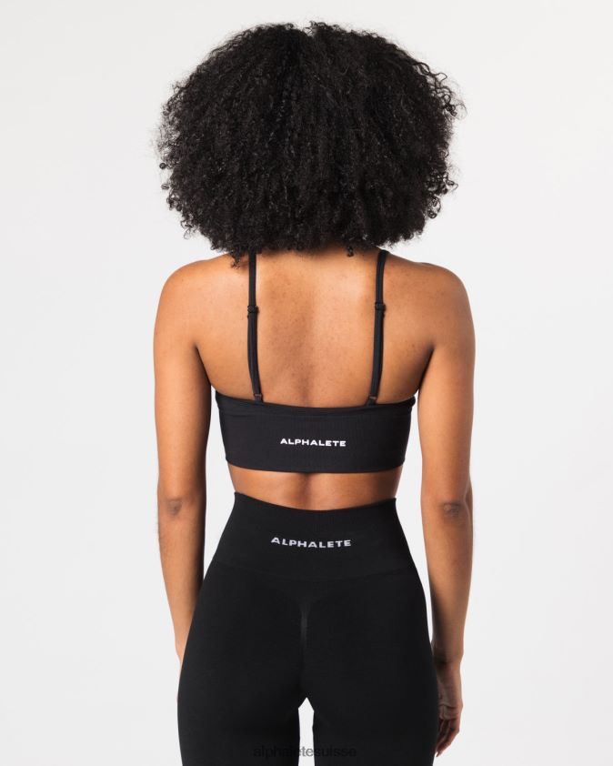 femmes vêtements 46FZDN70 Alphalete soutien-gorge côtelé sans couture noir