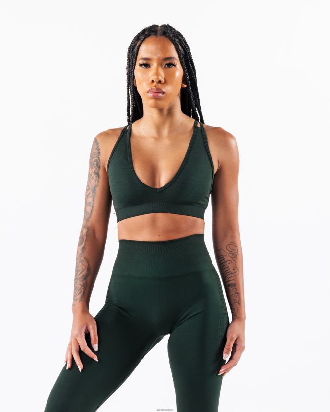 femmes vêtements 46FZDN7 Alphalete amplifier le soutien-gorge en v profond parc central vert