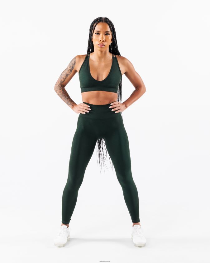 femmes vêtements 46FZDN7 Alphalete amplifier le soutien-gorge en v profond parc central vert
