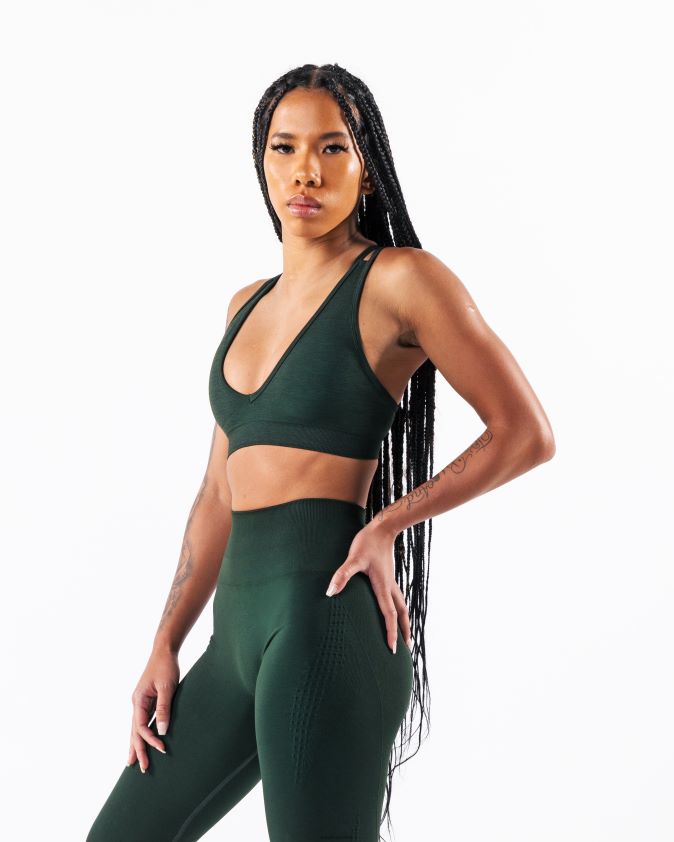 femmes vêtements 46FZDN7 Alphalete amplifier le soutien-gorge en v profond parc central vert