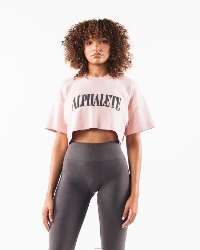 femmes vêtements 46FZDN198 Alphalete t-shirt court république rose plate