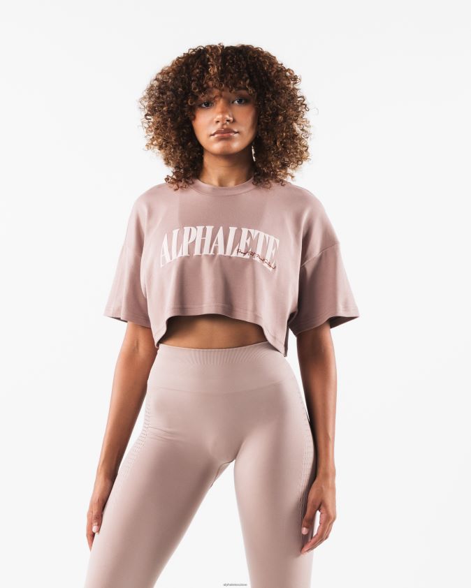 femmes vêtements 46FZDN199 Alphalete t-shirt court république bois de cerf brun