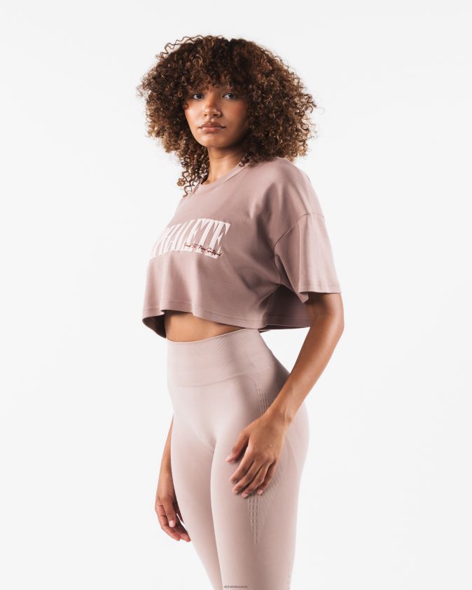 femmes vêtements 46FZDN199 Alphalete t-shirt court république bois de cerf brun
