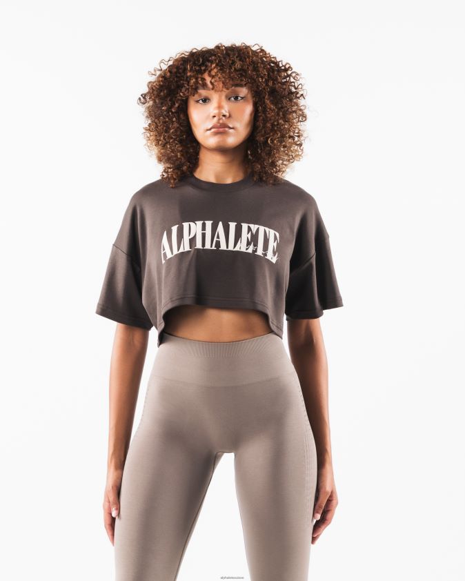 femmes vêtements 46FZDN200 Alphalete t-shirt court république café turc brun