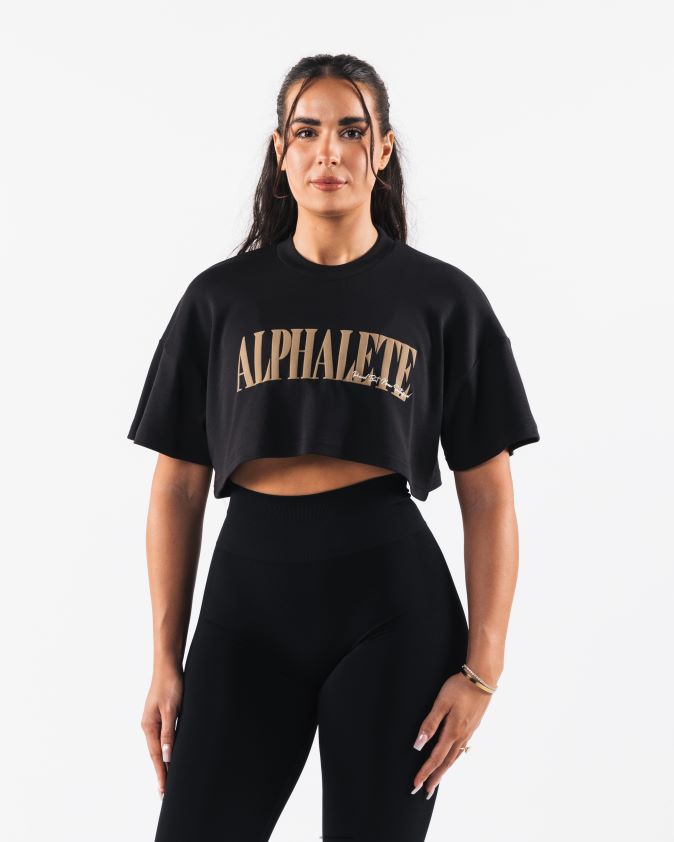 femmes vêtements 46FZDN201 Alphalete t-shirt court république noir