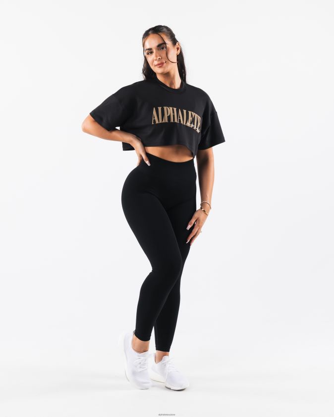 femmes vêtements 46FZDN201 Alphalete t-shirt court république noir