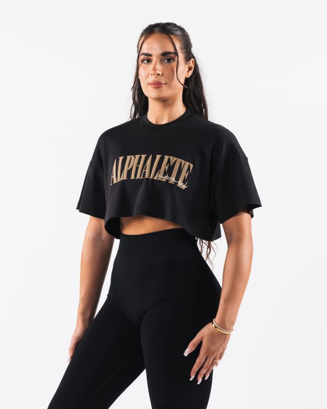 femmes vêtements 46FZDN201 Alphalete t-shirt court république noir