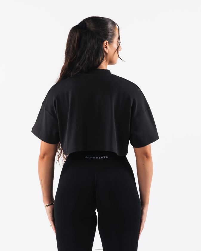 femmes vêtements 46FZDN201 Alphalete t-shirt court république noir