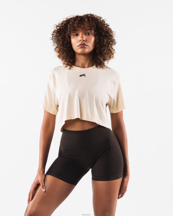 femmes vêtements 46FZDN203 Alphalete tête de loup airtech ss crop beige marron