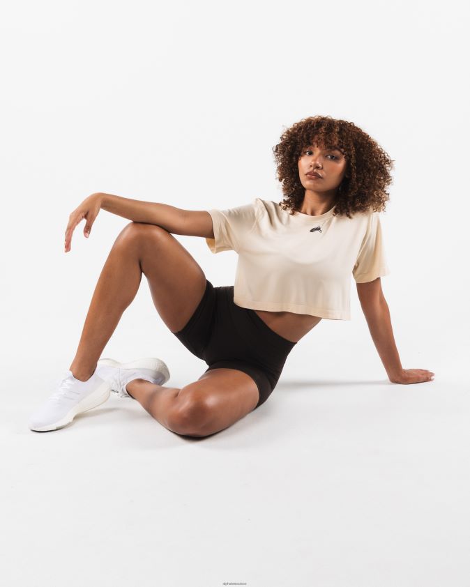 femmes vêtements 46FZDN203 Alphalete tête de loup airtech ss crop beige marron