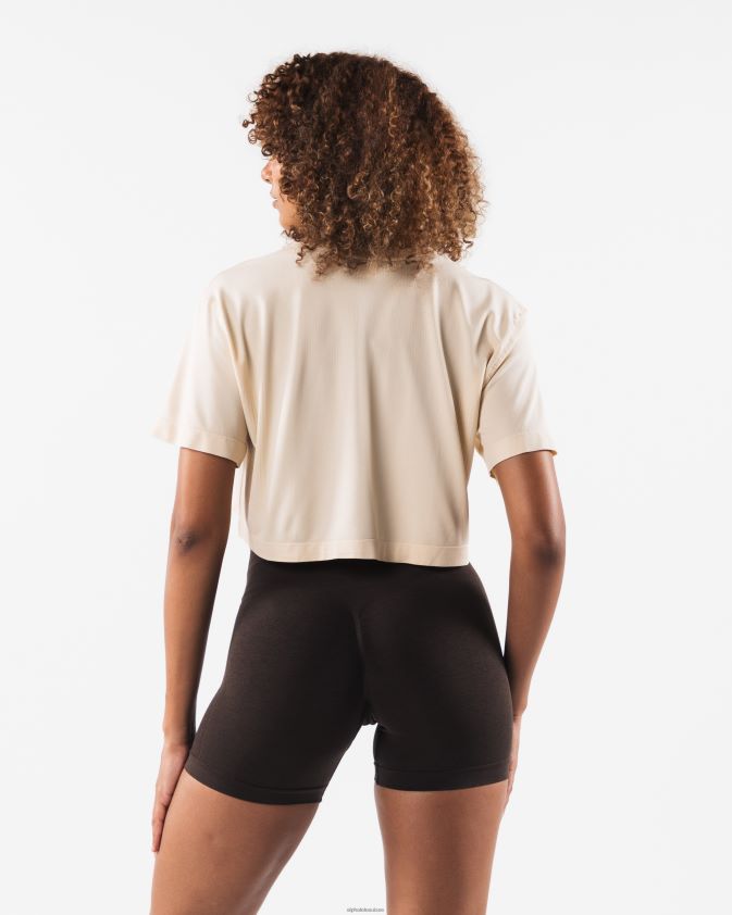 femmes vêtements 46FZDN203 Alphalete tête de loup airtech ss crop beige marron