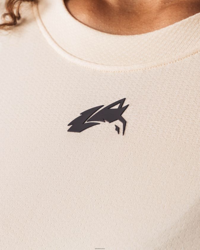 femmes vêtements 46FZDN203 Alphalete tête de loup airtech ss crop beige marron