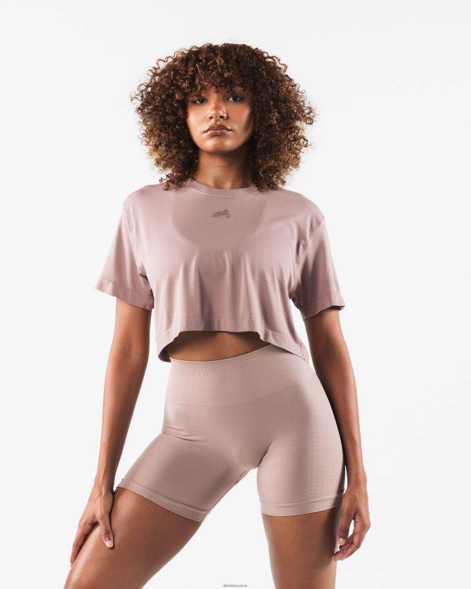 femmes vêtements 46FZDN206 Alphalete tête de loup airtech ss crop marron porcelaine