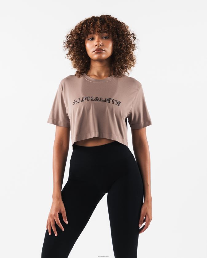 femmes vêtements 46FZDN207 Alphalete récolte de base airtech ss brun beige crémeux